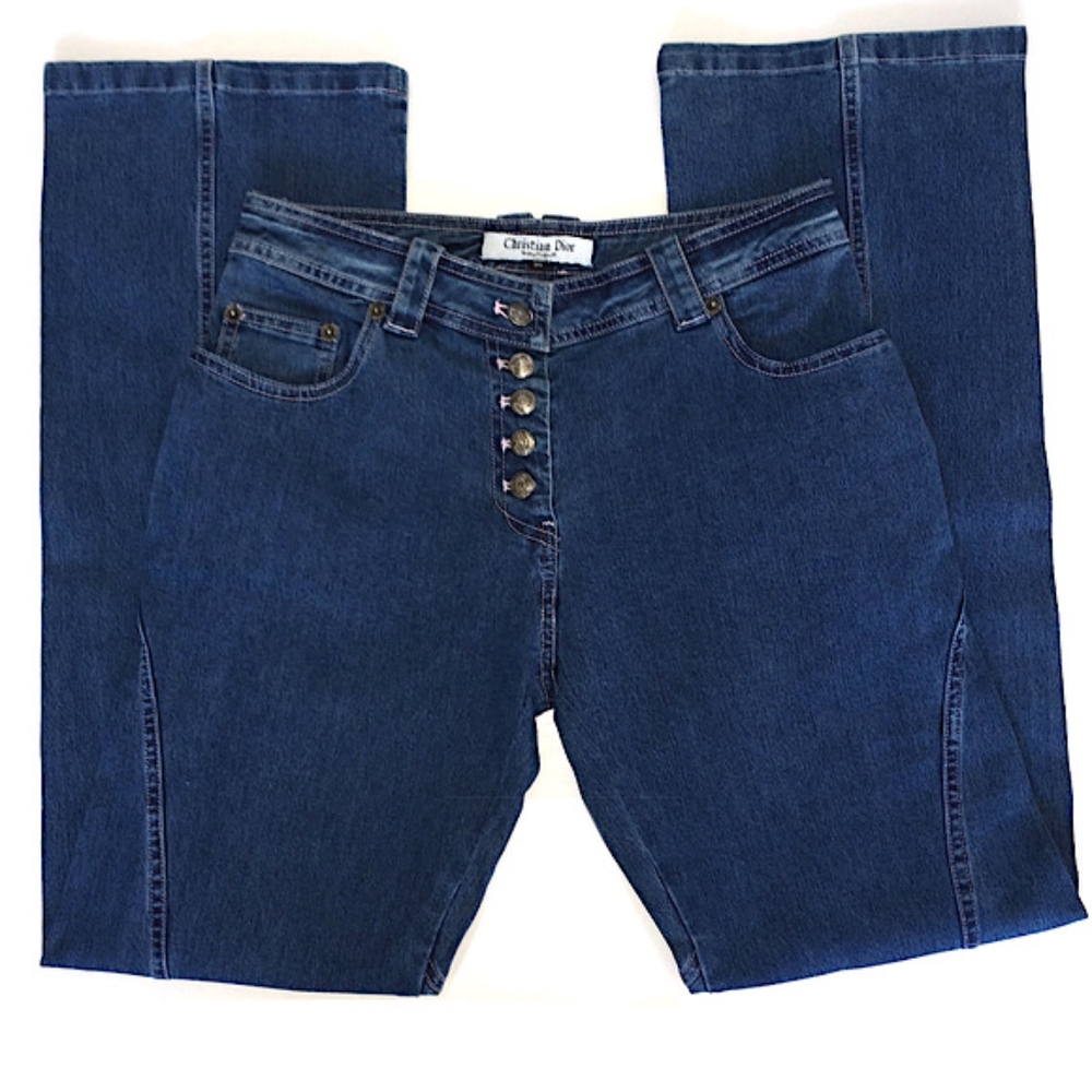 Dior Dark Blue Wide-Leg Jeans - Button Front Flare